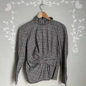 Plaid Zara Houndstooth Wrap Blouse